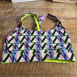 Victorias Secret VSX Sport The Player Crossback Bra Neon Geometric Chevron M